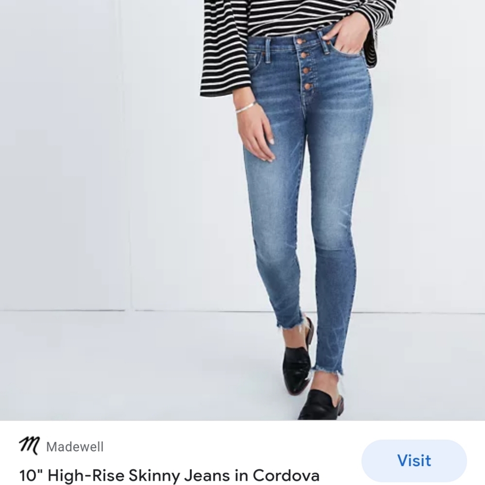 Madewell 10" High Rise Skinny Jeans Size 23